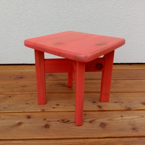 Taboret Drewniany / Kwietnik Drewniany Mały Czerwony