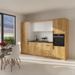 Duża kuchnia gotowa do montażu - Dąb Craft złoty + Biały