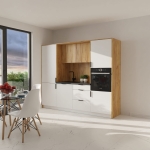 Średnia kuchnia gotowa do montażu - Biały + Dąb Craft złoty