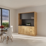 Mała kuchnia gotowa do montażu - Dąb Evoke przybrzeżny + Grafit szary