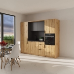 Średnia kuchnia gotowa do montażu - Grafit szary + Dąb Evoke Przybrzeżny