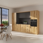 Duża kuchnia gotowa do montażu - Dąb Evoke przybrzeżny + Grafit szary