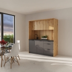 Mała kuchnia gotowa do montażu - Dąb Evoke przybrzeżny + Grafit szary