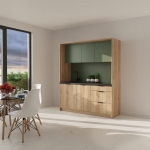 Mała kuchnia gotowa do montażu - Dąb Castello miodowy + Dymiona zieleń